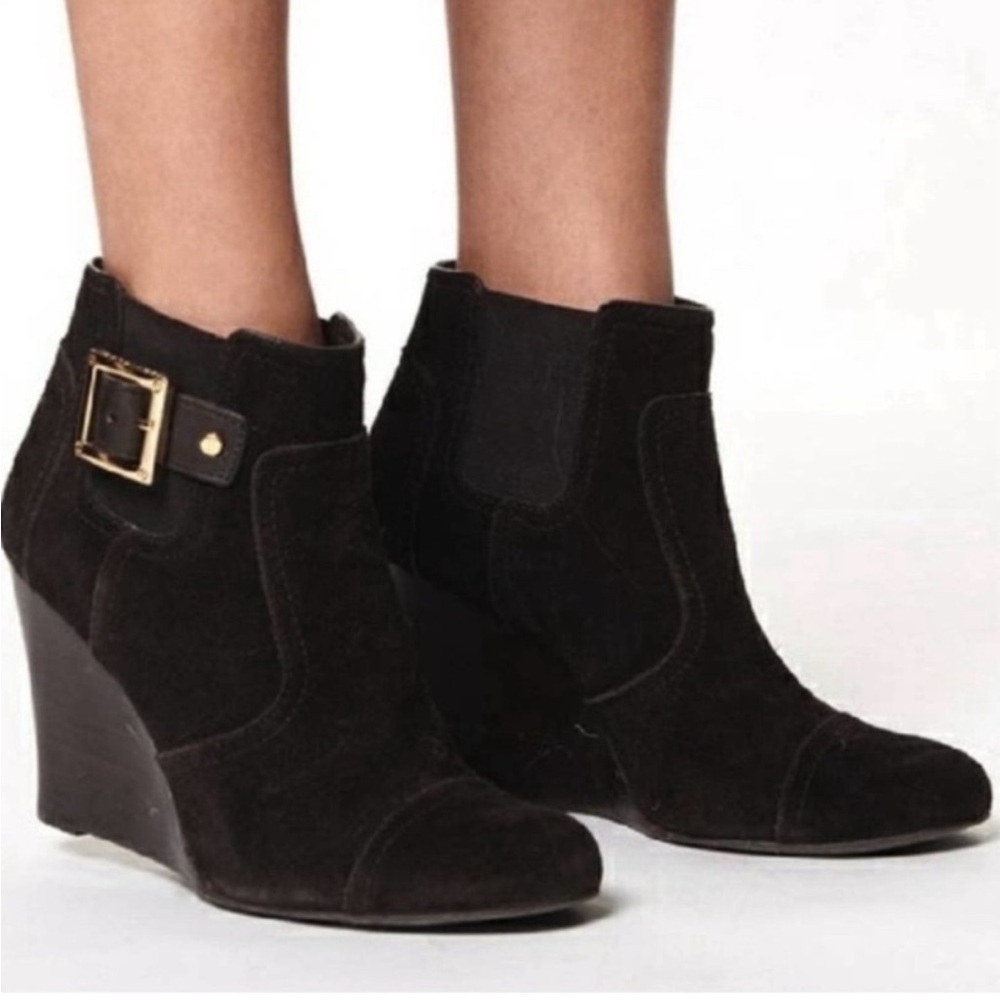 Tory Burch Black Suede Wedge Boots